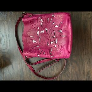 Patricia Nash Magenta Lavello Bucket Shaped Floral Crossbody Bag